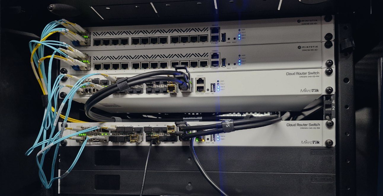 AITS server and network rack at the DigiCo Hawthorn data centre in Adelaide